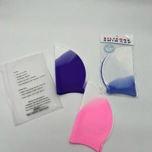 3 Pieces Unisex Kids Silicone Swim Cap Waterproof Swimming Hat New